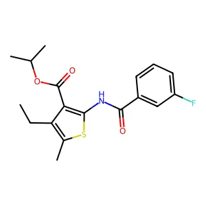 Isopropyl 4-ethyl-2-[(3-fluorobenzoyl)amino]-5-methyl-3-thiophenecarboxylate structure