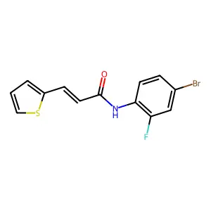 N-(4-bromo-2-fluorophenyl)-3-thiophen-2-ylprop-2-enamide structure