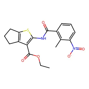 ethyl 2-[(2-methyl-3-nitrobenzoyl)amino]-5,6-dihydro-4H-cyclopenta[b]thiophene-3-carboxylate structure