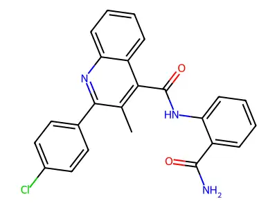 N-(2-carbamoylphenyl)-2-(4-chlorophenyl)-3-methylquinoline-4-carboxamide structure