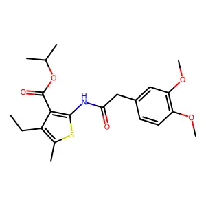 propan-2-yl 2-[[2-(3,4-dimethoxyphenyl)acetyl]amino]-4-ethyl-5-methylthiophene-3-carboxylate structure