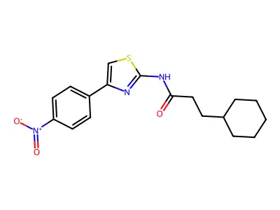 3-cyclohexyl-N-[4-(4-nitrophenyl)-1,3-thiazol-2-yl]propanamide structure
