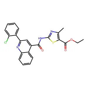 ethyl 2-[[2-(2-chlorophenyl)quinoline-4-carbonyl]amino]-4-methyl-1,3-thiazole-5-carboxylate structure