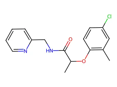 2-(4-chloro-2-methylphenoxy)-N-(pyridin-2-ylmethyl)propanamide structure