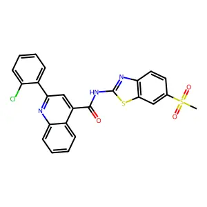 2-(2-chlorophenyl)-N-(6-methylsulfonyl-1,3-benzothiazol-2-yl)quinoline-4-carboxamide structure