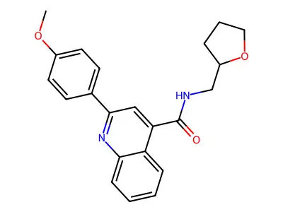2-(4-methoxyphenyl)-N-(oxolan-2-ylmethyl)quinoline-4-carboxamide structure