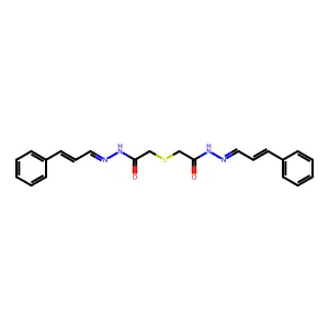 N-(Cinnamylideneamino)-2-[(cinnamylideneamino)carbamoylmethylsulfanyl]acetamide structure