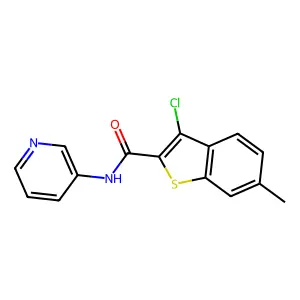 3-chloro-6-methyl-N-(3-pyridinyl)-1-benzothiophene-2-carboxamide structure