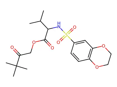 (3,3-dimethyl-2-oxobutyl) 2-(2,3-dihydro-1,4-benzodioxin-6-ylsulfonylamino)-3-methylbutanoate structure