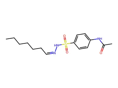 Benzenesulfonic acid,4-(acetylamino)-, 2-heptylidenehydrazide structure