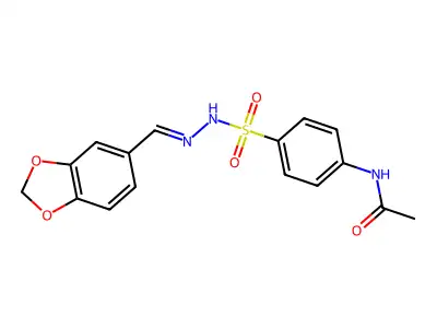 N-[4-[(benzo[1,3]dioxol-5-ylmethylideneamino)sulfamoyl]phenyl]acetamide structure