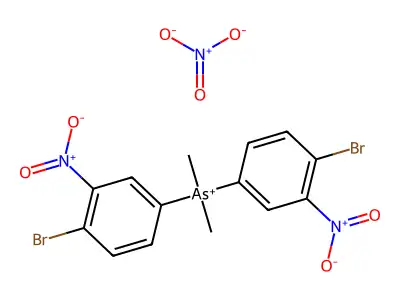 bis(4-bromo-3-nitrophenyl)-dimethylarsanium; nitric acid structure