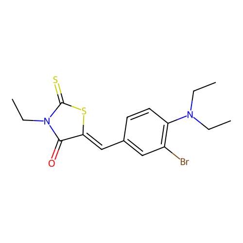 5-[(3-bromo-4-diethylamino-phenyl)methylidene]-3-ethyl-2-sulfanylidene-1,3-thiazolidin-4-one structure