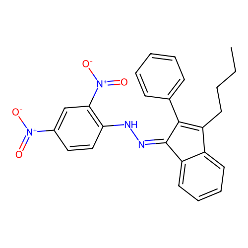 N-[(Z)-(3-butyl-2-phenylinden-1-ylidene)amino]-2,4-dinitroaniline structure