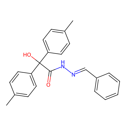 2-hydroxy-2,2-bis(4-methylphenyl)-N'-[(E)-phenylmethylidene]acetohydrazide structure