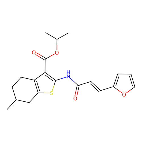 isopropyl 2-{[3-(2-furyl)acryloyl]amino}-6-methyl-4,5,6,7-tetrahydro-1-benzothiophene-3-carboxylate structure