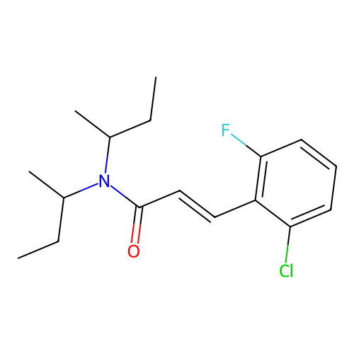 (E)-N,N-di(butan-2-yl)-3-(2-chloro-6-fluorophenyl)prop-2-enamide structure