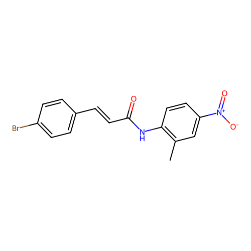 (E)-3-(4-bromophenyl)-N-(2-methyl-4-nitrophenyl)prop-2-enamide structure