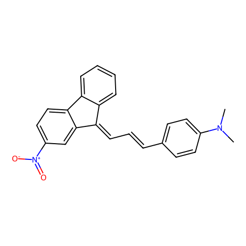 N,N-dimethyl-4-[(E,3E)-3-(2-nitrofluoren-9-ylidene)prop-1-enyl]aniline structure
