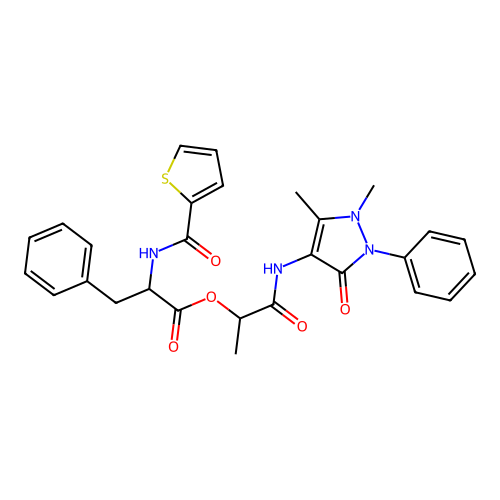 [1-[(1,5-dimethyl-3-oxo-2-phenylpyrazol-4-yl)amino]-1-oxopropan-2-yl] 3-phenyl-2-(thiophene-2-carbonylamino)propanoate structure
