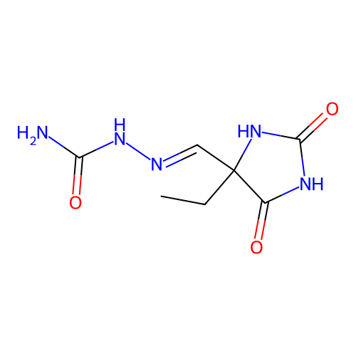 (2E)-2-[(4-Ethyl-2,5-dioxoimidazolidin-4-yl)methylidene]hydrazine-1-carboxamide structure