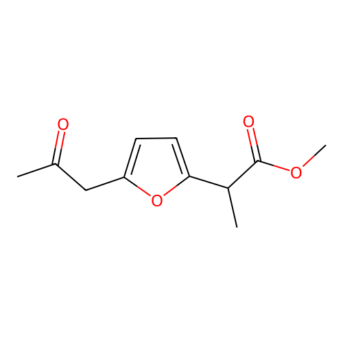2-[5-(2-Oxopropyl)furan-2-yl]propanoic acid, methyl ester structure
