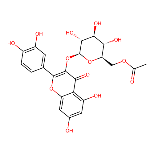 Quercetin 3-O-(6-O-acetyl-beta-D-glucopyranoside) structure