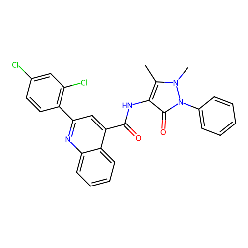 2-(2,4-dichlorophenyl)-N-(1,5-dimethyl-3-oxo-2-phenyl-2,3-dihydro-1H-pyrazol-4-yl)quinoline-4-carboxamide structure