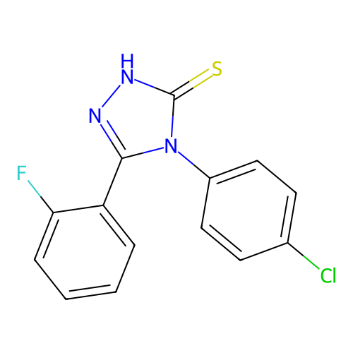 4-(4-chlorophenyl)-5-(2-fluorophenyl)-4H-1,2,4-triazole-3-thiol structure