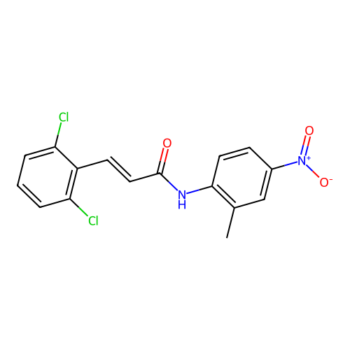 (E)-3-(2,6-dichlorophenyl)-N-(2-methyl-4-nitrophenyl)prop-2-enamide structure