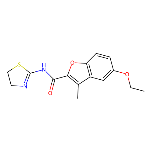 N-(4,5-dihydro-1,3-thiazol-2-yl)-5-ethoxy-3-methyl-1-benzofuran-2-carboxamide structure