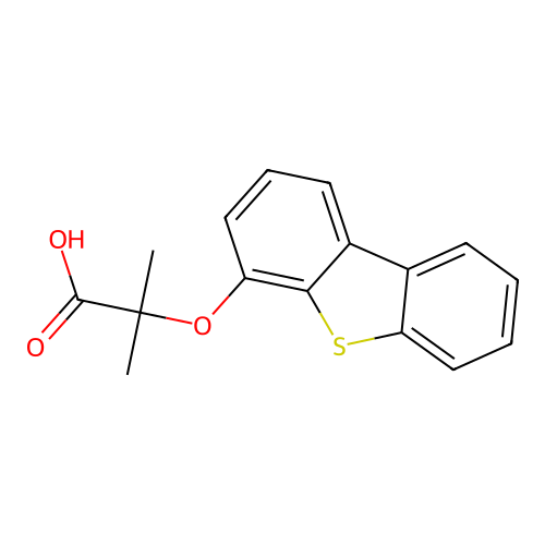 2-Dibenzothiophen-4-yloxy-2-methylpropanoic acid structure