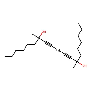 Bis(3-hydroxy-3-methylnon-1-yn-1-yl)mercury structure