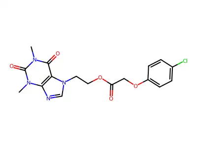 Acetic acid, (4-chlorophenoxy)-, 2-(1,2,3,6-tetrahydro-1,3-dimethyl-2,6-dioxo-7H-purin-7-yl)ethyl ester structure