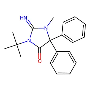 3-Tert-butyl-2-imino-1-methyl-5,5-diphenylimidazolidin-4-one structure