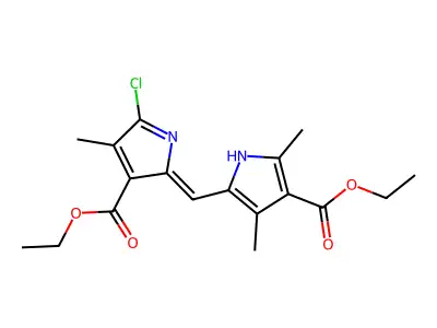 ethyl 5-{[5-chloro-3-(ethoxycarbonyl)-4-methyl-2h-pyrrol-2-ylidene]methyl}-2,4-dimethyl-1h-pyrrole-3-carboxylate structure