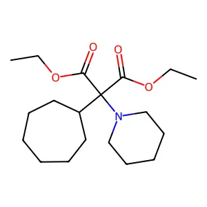 Diethyl cycloheptyl(piperidin-1-yl)propanedioate structure