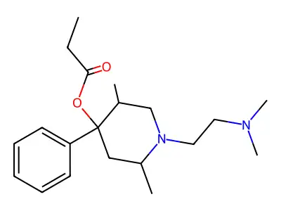 2,5-Dimethyl-1-(2-dimethylaminoethyl)-4-phenyl-4-propionyloxypiperidine structure