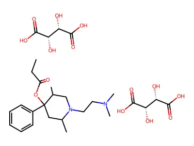 Piperidine, 2,5-dimethyl-1-(2-dimethylaminoethyl)-4-phenyl-4-propionyloxy-, ditartrate, dihydrate structure