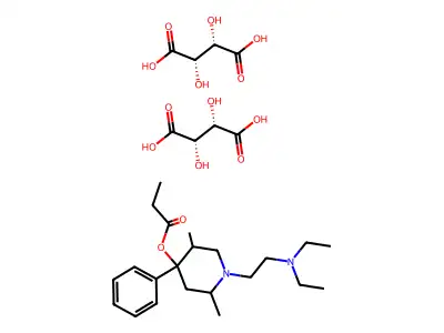1-(beta-Diethylaminoethyl)-2,5-dimethyl-4-propionyloxy-4-phenylpiperidine ditartrate dihydrate structure