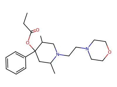 2,5-Dimethyl-1-(2-morpholinoethyl)-4-phenyl-4-propionyloxypiperidine structure