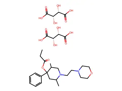 4-Piperidinol, 2,5-dimethyl-4-phenyl-1-(2-morpholinoethyl)-, propionate (ester), ditartrate, hydrate structure