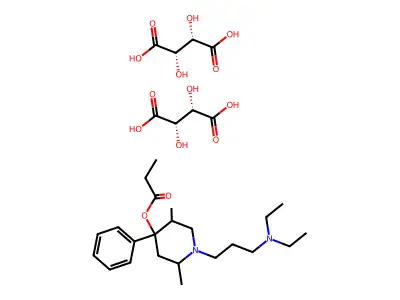 Propionic acid, 1-(diethylaminopropyl)-2,5-dimethyl-4-phenyl-4-piperidinyl ester structure