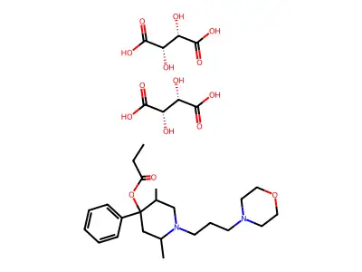 4-Piperidinol, 2,5-dimethyl-1-(3-(4-morpholinyl)propyl)-4-phenyl-, propanoate ditartrate structure
