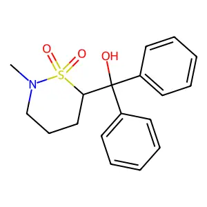 6-[Hydroxy(diphenyl)methyl]-2-methyl-1lambda~6~,2-thiazinane-1,1-dione structure