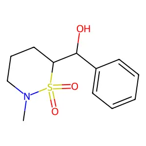 6-[Hydroxy(phenyl)methyl]-2-methyl-1lambda~6~,2-thiazinane-1,1-dione structure