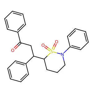6-(3-Oxo-1,3-diphenylpropyl)-2-phenyl-1lambda~6~,2-thiazinane-1,1-dione structure