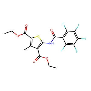 Diethyl 3-methyl-5-(perfluorobenzamido)thiophene-2,4-dicarboxylate structure