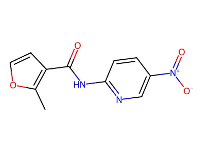 2-methyl-N-(5-nitropyridin-2-yl)furan-3-carboxamide structure