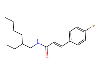 3-(4-bromophenyl)-N-(2-ethylhexyl)prop-2-enamide structure